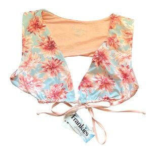 NWT Frankie's Bikinis Revolve Jessie Bikini Top in Wildflower Print Pink Blue L
